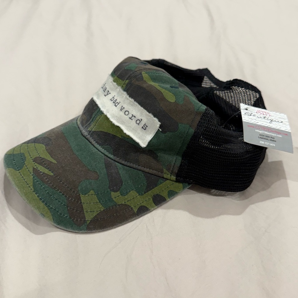 Camo Trucker Hat with Patch - Picture 2 of 6